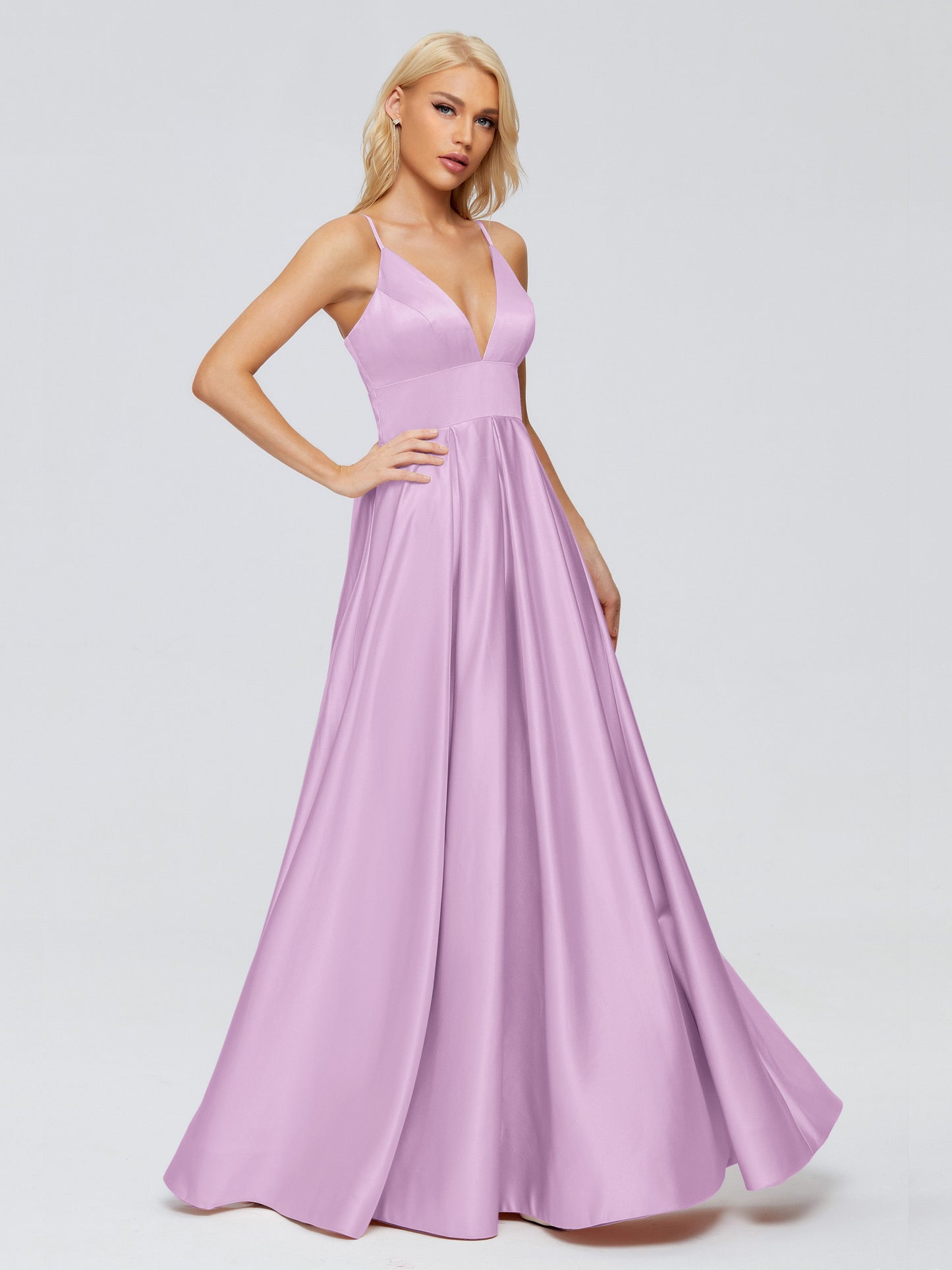 Faith Spaghetti Straps Satin Bridesmaid Dress