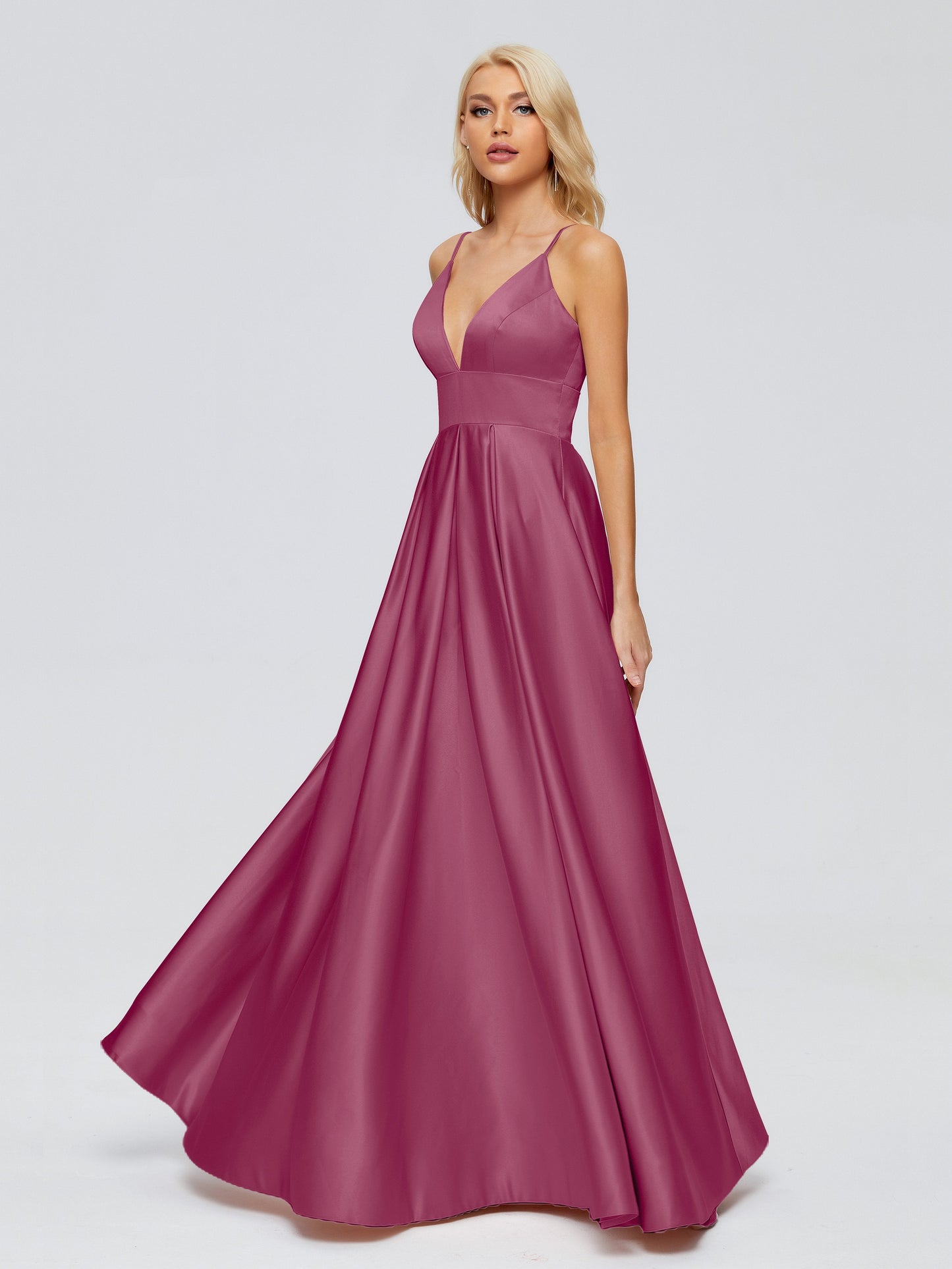 Faith Spaghetti Straps Satin Bridesmaid Dress