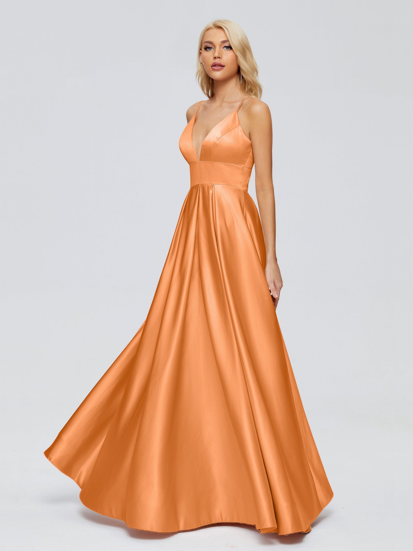 Faith Spaghetti Straps Satin Bridesmaid Dress