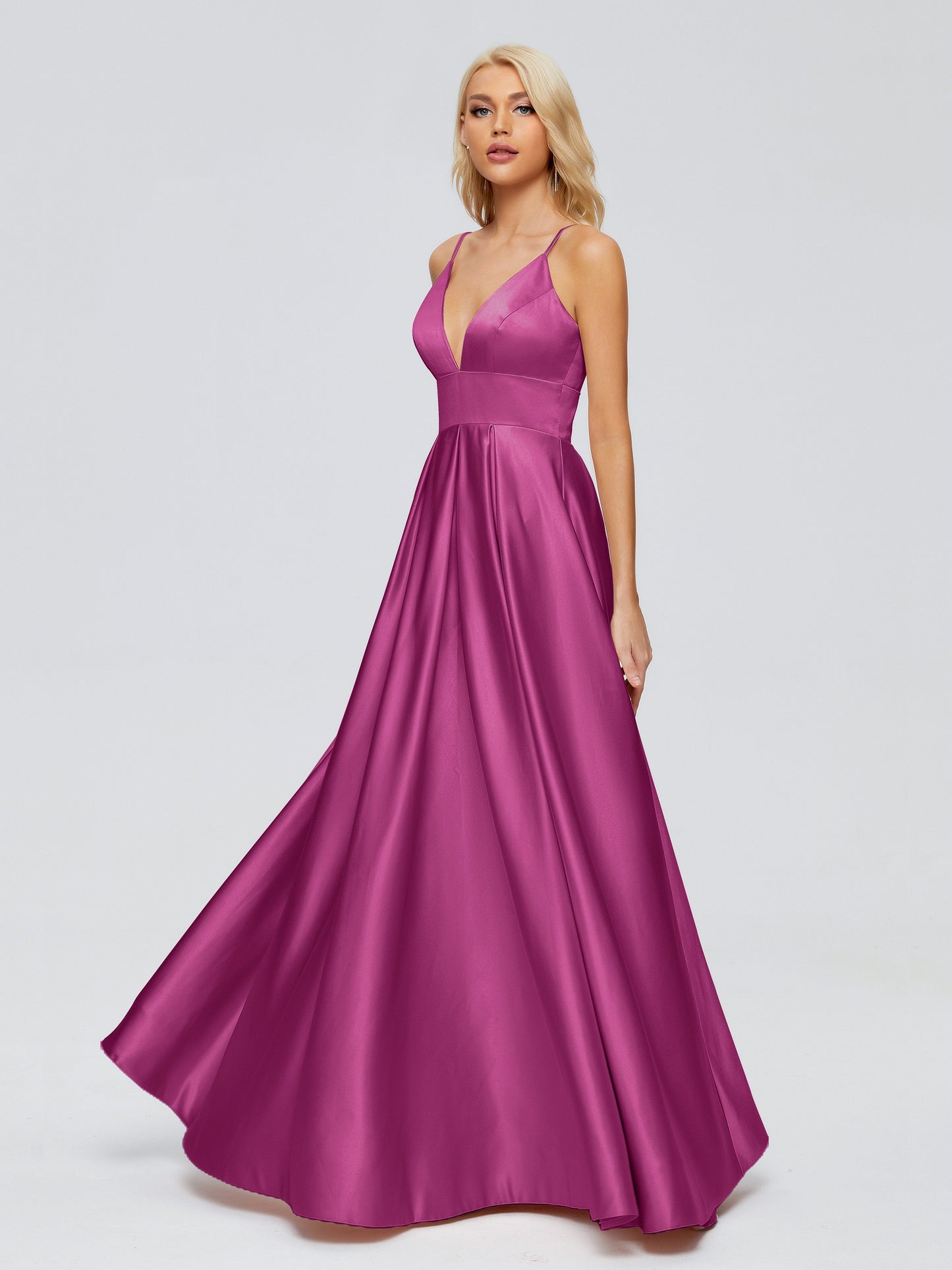 Faith Spaghetti Straps Satin Bridesmaid Dress