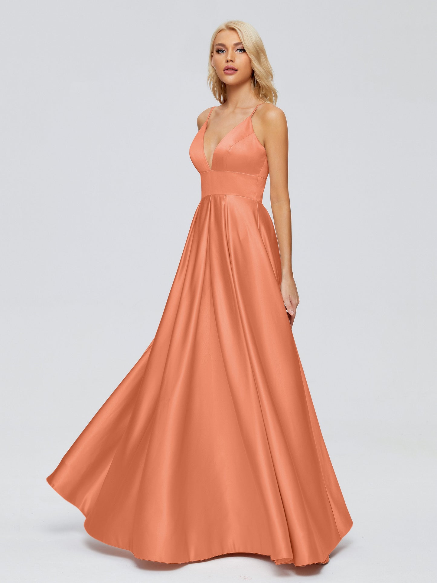 Faith Spaghetti Straps Satin Bridesmaid Dress