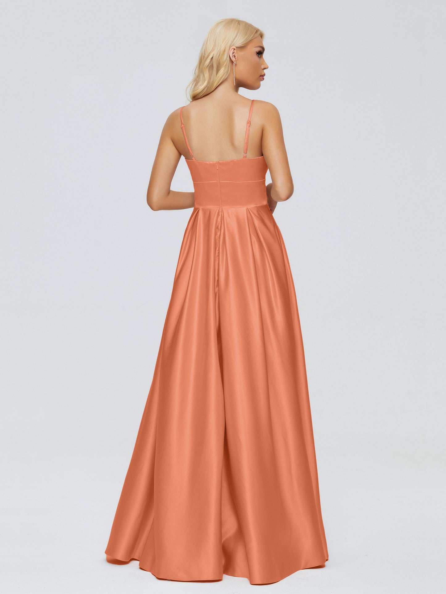 Faith Spaghetti Straps Satin Bridesmaid Dress