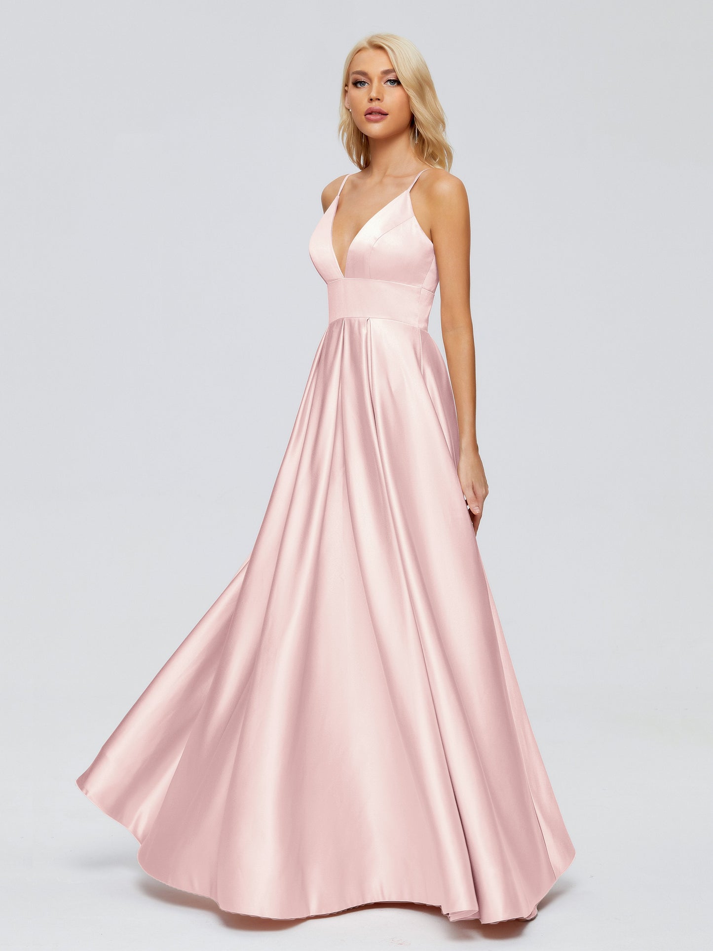 Faith Spaghetti Straps Satin Bridesmaid Dress