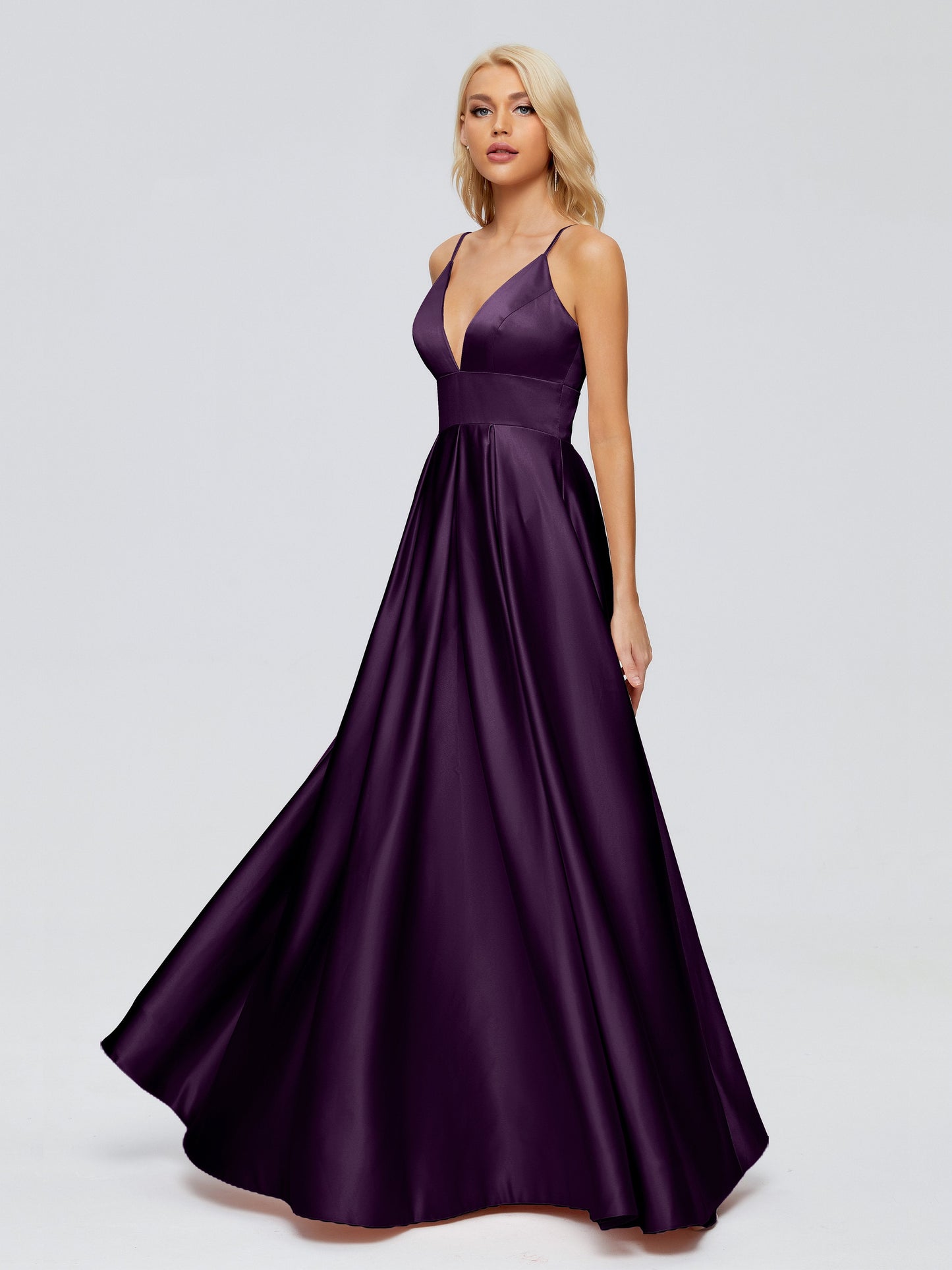 Faith Spaghetti Straps Satin Bridesmaid Dress