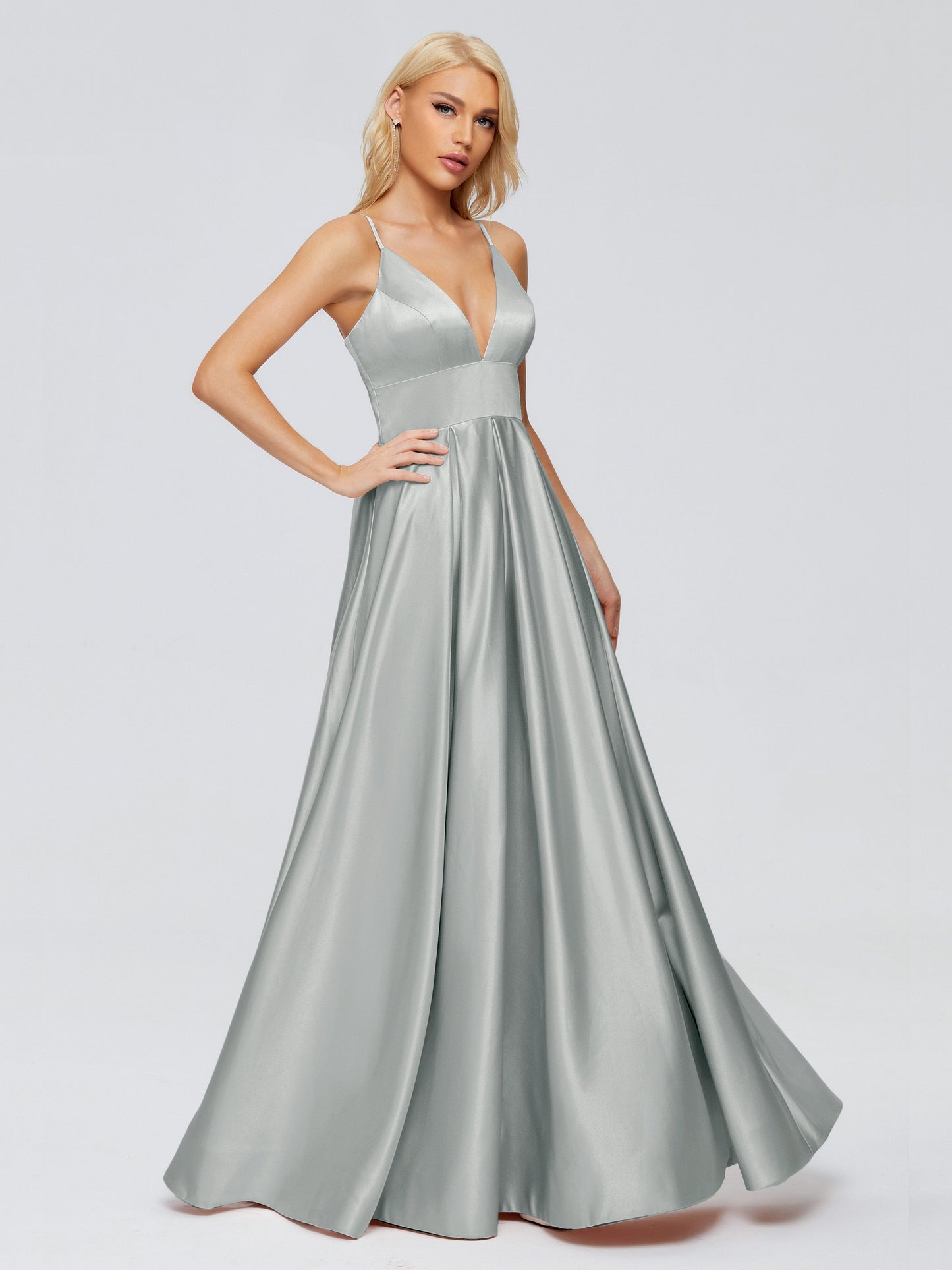Faith Spaghetti Straps Satin Bridesmaid Dress