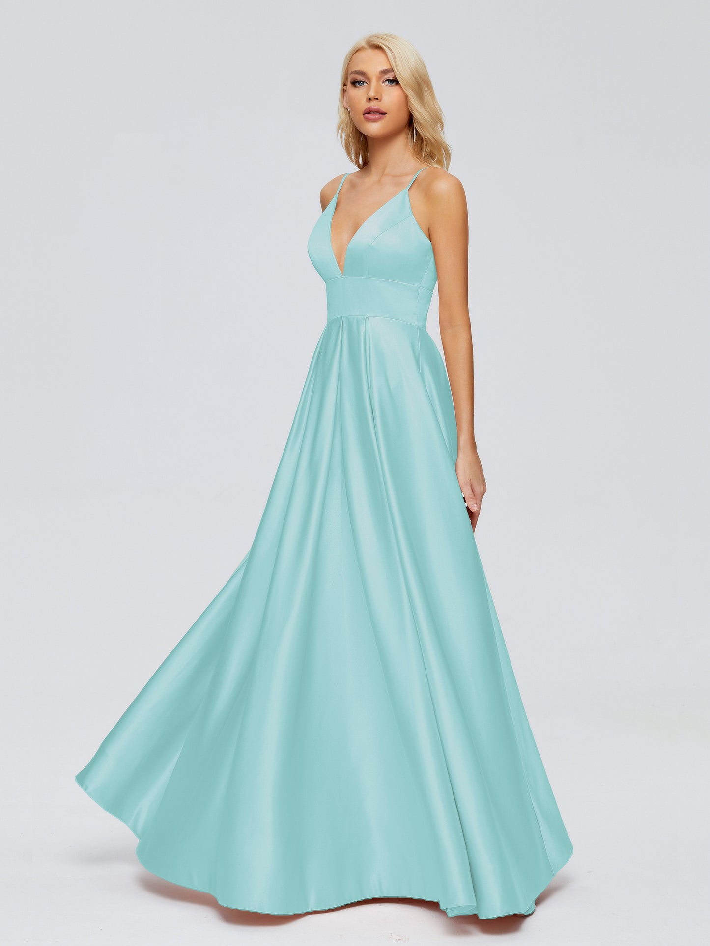Faith Spaghetti Straps Satin Bridesmaid Dress