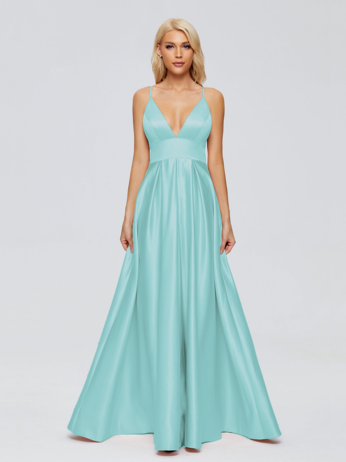 Faith Spaghetti Straps Satin Bridesmaid Dress
