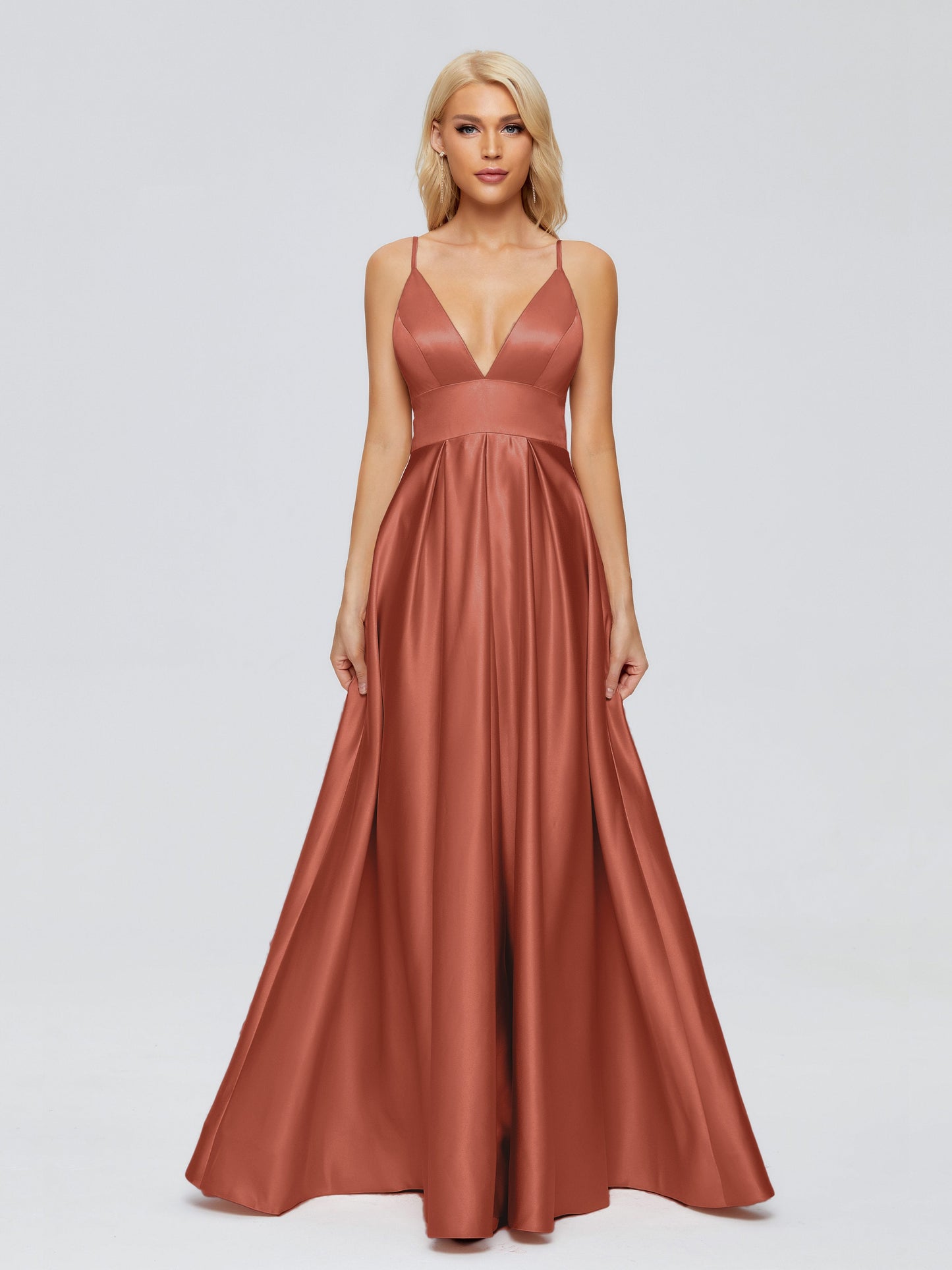 Faith Spaghetti Straps Satin Bridesmaid Dress