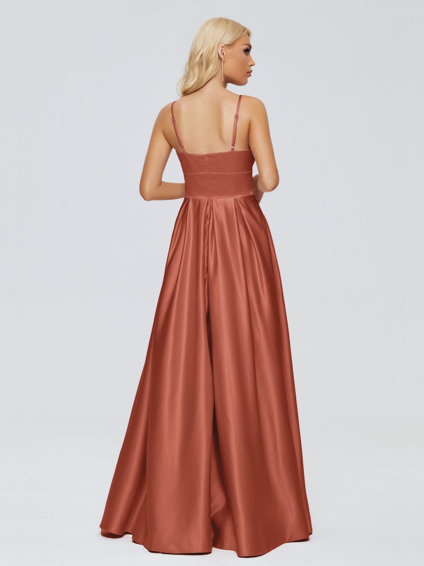 Faith Spaghetti Straps Satin Bridesmaid Dress