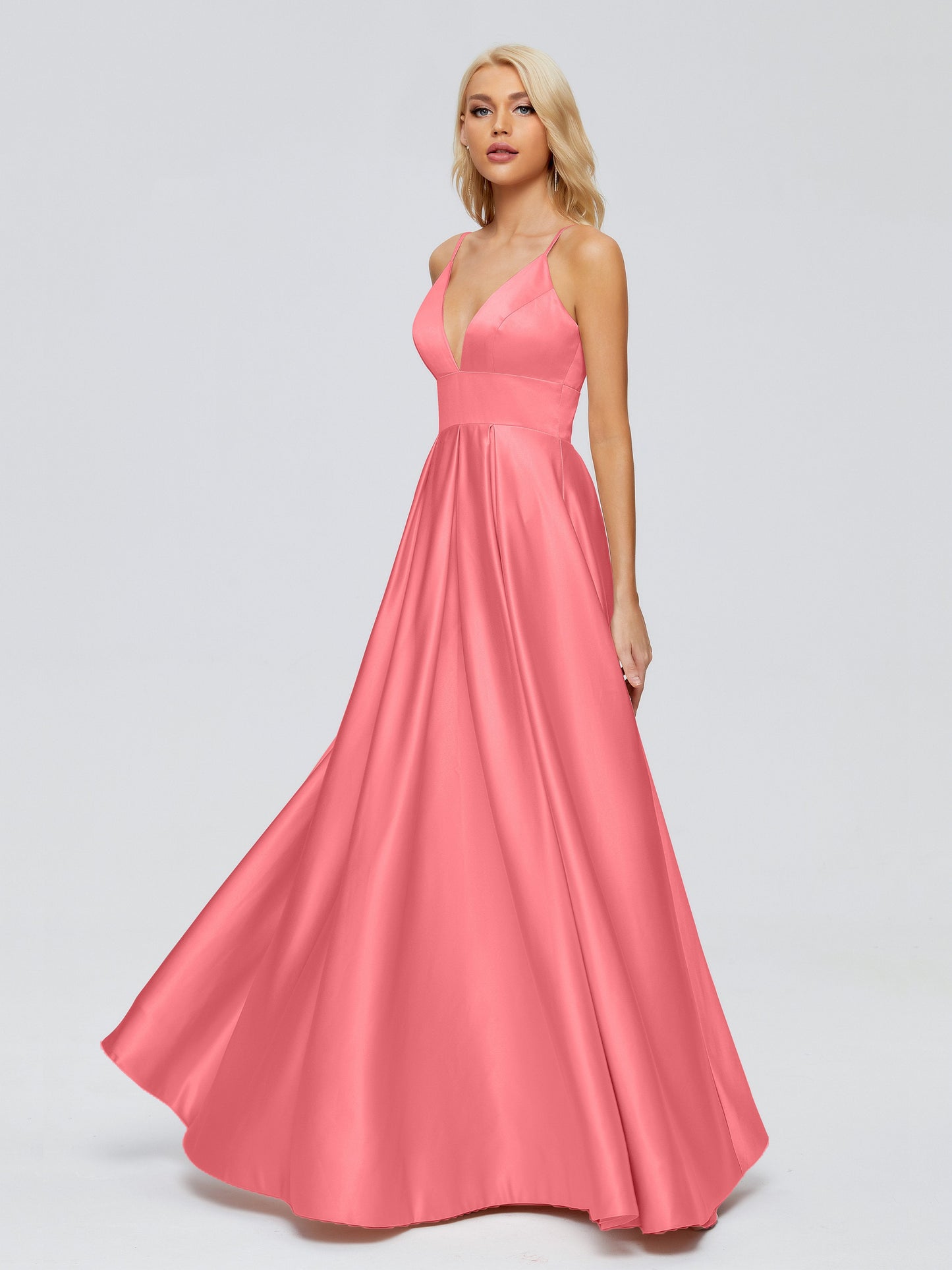 Faith Spaghetti Straps Satin Bridesmaid Dress