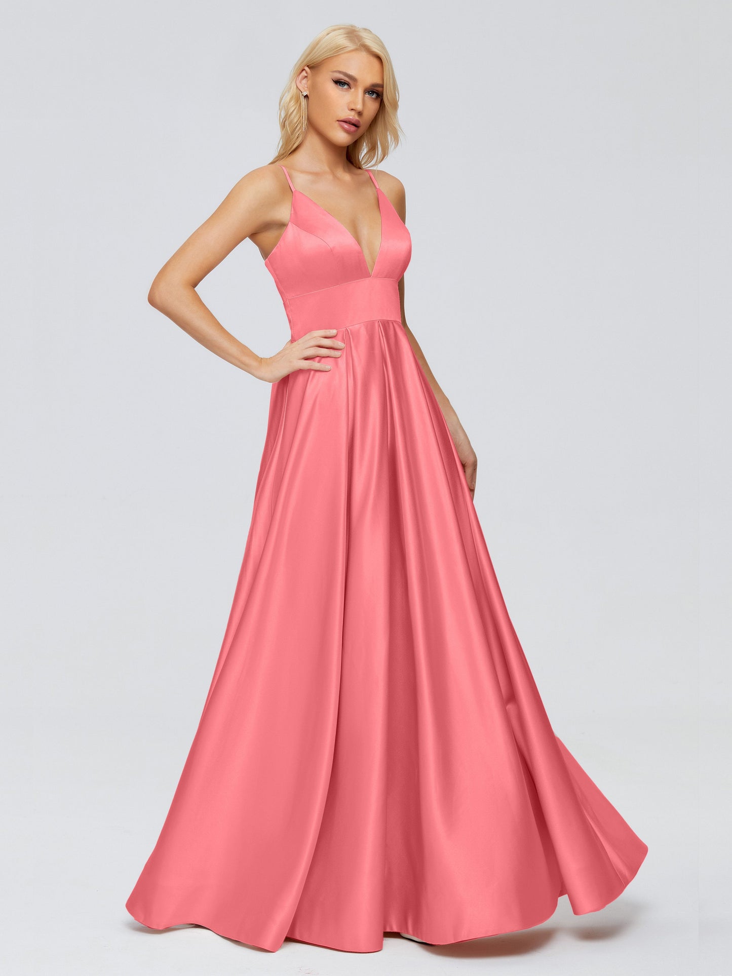 Faith Spaghetti Straps Satin Bridesmaid Dress