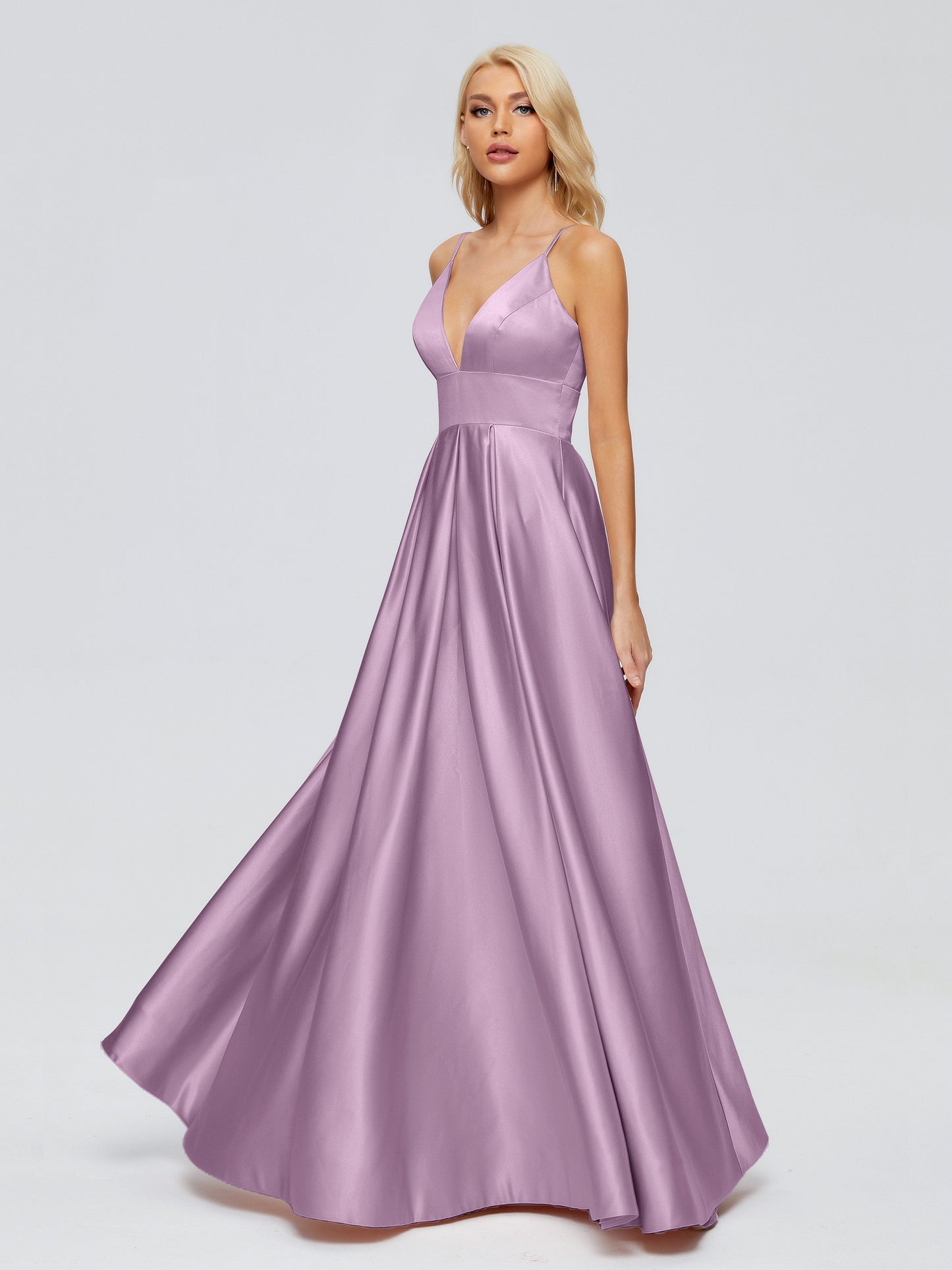 Faith Spaghetti Straps Satin Bridesmaid Dress
