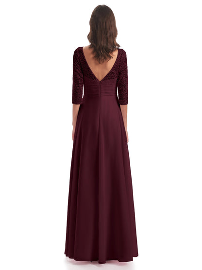 Florence V-Neck 3/4 Length Sleeves Lace Bridesmaid Dresses