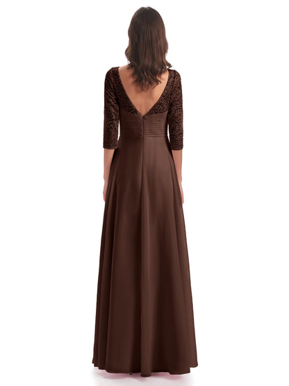 Florence V-Neck 3/4 Length Sleeves Lace Bridesmaid Dresses