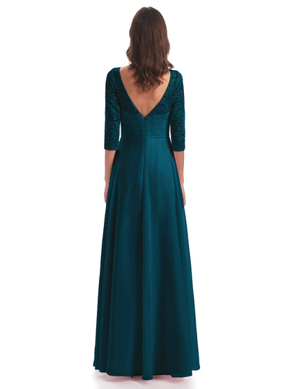 Florence V-Neck 3/4 Length Sleeves Lace Bridesmaid Dresses