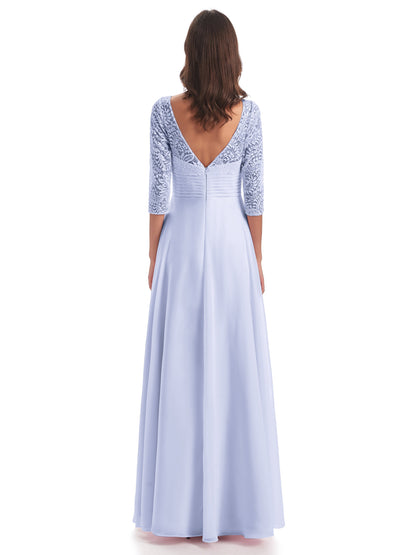Florence V-Neck 3/4 Length Sleeves Lace Bridesmaid Dresses