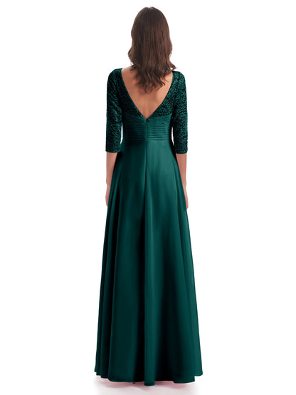 Florence V-Neck 3/4 Length Sleeves Lace Bridesmaid Dresses
