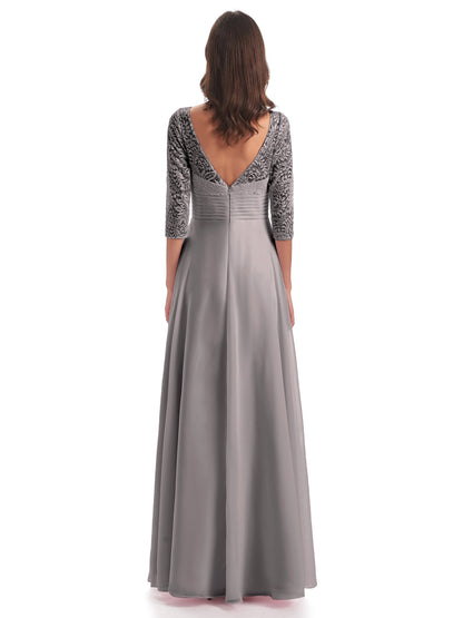 Florence V-Neck 3/4 Length Sleeves Lace Bridesmaid Dresses