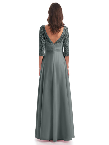 Florence V-Neck 3/4 Length Sleeves Lace Bridesmaid Dresses
