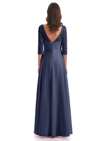 Florence V-Neck 3/4 Length Sleeves Lace Bridesmaid Dresses