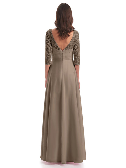 Florence V-Neck 3/4 Length Sleeves Lace Bridesmaid Dresses