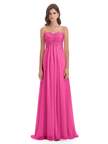 Halle Sweep-Brush Train Beading Sweetheart Bridesmaid Dresses