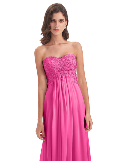 Halle Sweep-Brush Train Beading Sweetheart Bridesmaid Dresses