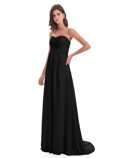 Halle Sweep-Brush Train Beading Sweetheart Bridesmaid Dresses