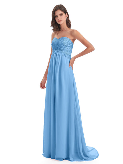 Halle Sweep-Brush Train Beading Sweetheart Bridesmaid Dresses