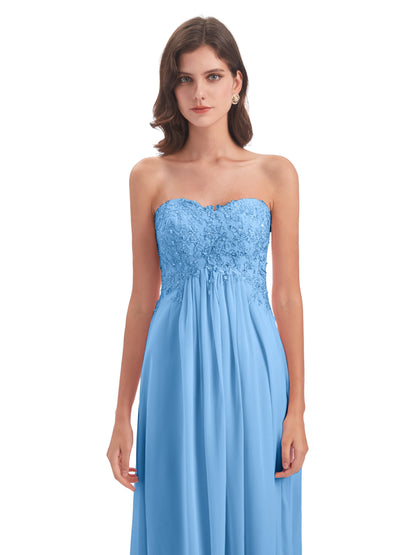 Halle Sweep-Brush Train Beading Sweetheart Bridesmaid Dresses