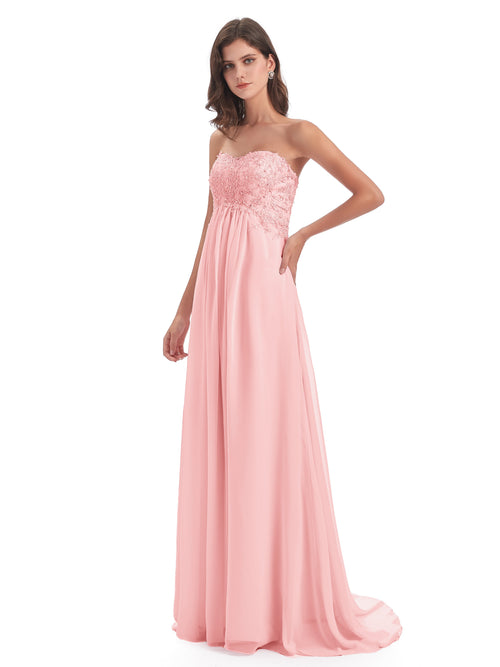 Halle Sweep-Brush Train Beading Sweetheart Bridesmaid Dresses