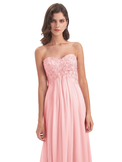 Halle Sweep-Brush Train Beading Sweetheart Bridesmaid Dresses
