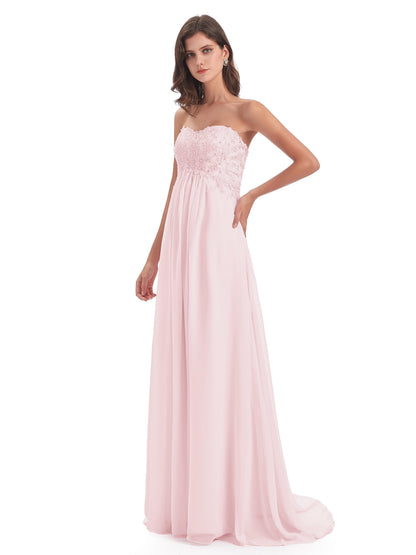 Halle Sweep-Brush Train Beading Sweetheart Bridesmaid Dresses