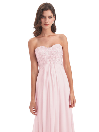 Halle Sweep-Brush Train Beading Sweetheart Bridesmaid Dresses