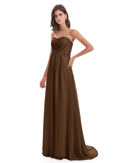 Halle Sweep-Brush Train Beading Sweetheart Bridesmaid Dresses