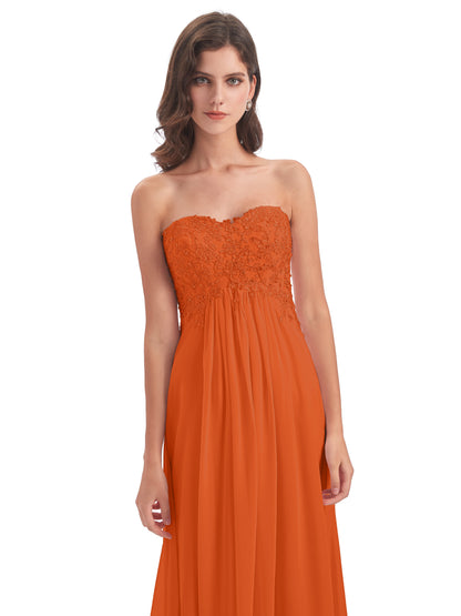Halle Sweep-Brush Train Beading Sweetheart Bridesmaid Dresses