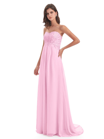 Halle Sweep-Brush Train Beading Sweetheart Bridesmaid Dresses