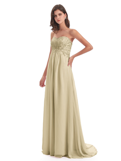 Halle Sweep-Brush Train Beading Sweetheart Bridesmaid Dresses
