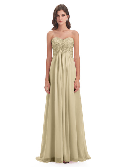 Halle Sweep-Brush Train Beading Sweetheart Bridesmaid Dresses