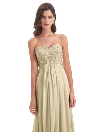 Halle Sweep-Brush Train Beading Sweetheart Bridesmaid Dresses