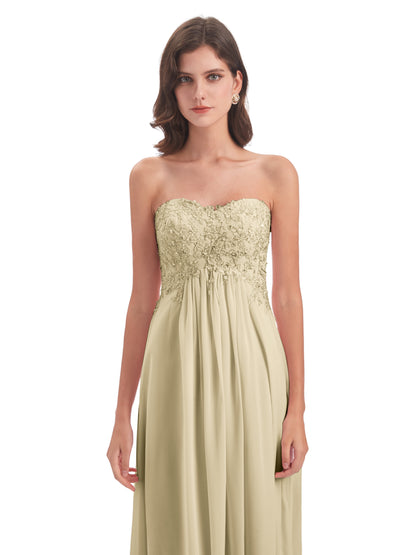 Halle Sweep-Brush Train Beading Sweetheart Bridesmaid Dresses