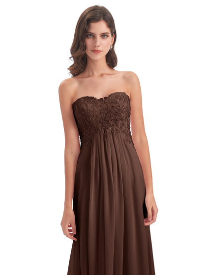 Halle Sweep-Brush Train Beading Sweetheart Bridesmaid Dresses