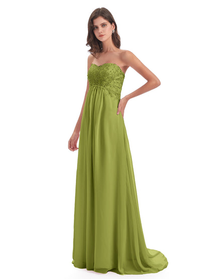 Halle Sweep-Brush Train Beading Sweetheart Bridesmaid Dresses