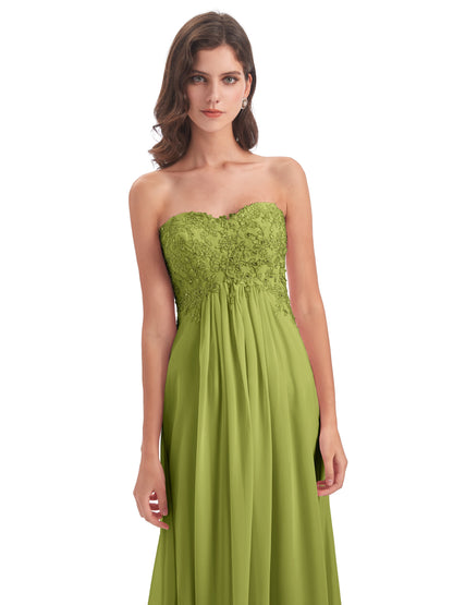 Halle Sweep-Brush Train Beading Sweetheart Bridesmaid Dresses