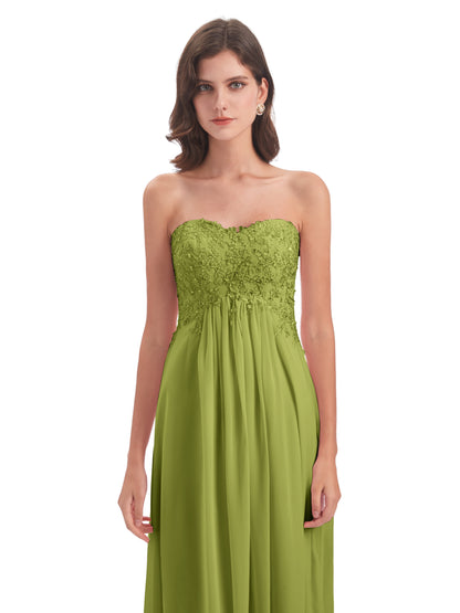 Halle Sweep-Brush Train Beading Sweetheart Bridesmaid Dresses