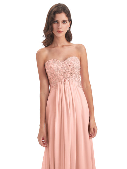 Halle Sweep-Brush Train Beading Sweetheart Bridesmaid Dresses