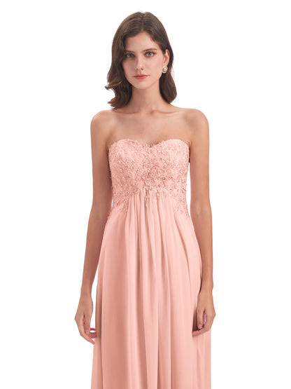 Halle Sweep-Brush Train Beading Sweetheart Bridesmaid Dresses