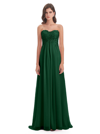 Halle Sweep-Brush Train Beading Sweetheart Bridesmaid Dresses