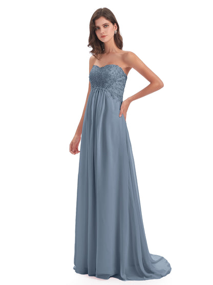 Halle Sweep-Brush Train Beading Sweetheart Bridesmaid Dresses