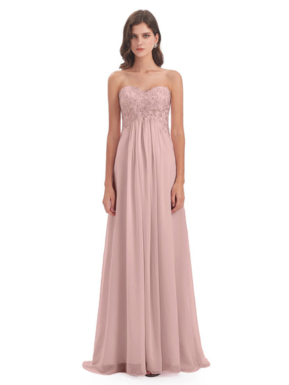 Halle Sweep-Brush Train Beading Sweetheart Bridesmaid Dresses